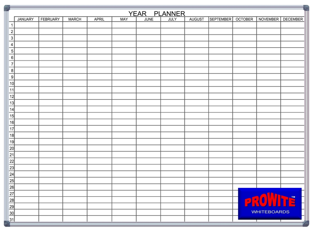 Pre-printed Whiteboard & Glassboard Planners